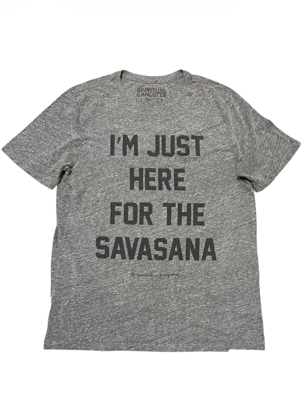 Men's Spiritual Gangster I'm Just Here for the Savasana Tshirt Gray Tri-Blend M